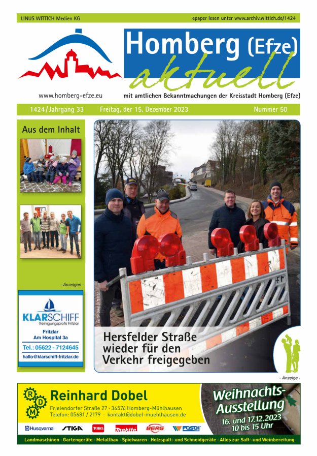 Homberg Efze aktuell Titelblatt 50/2023