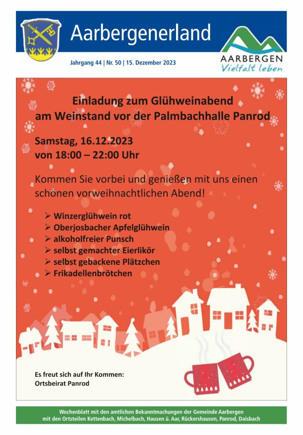 Aarbergenerland - Wochenblatt mit den amtlichen Bekanntmachungen Titelblatt 50/2023