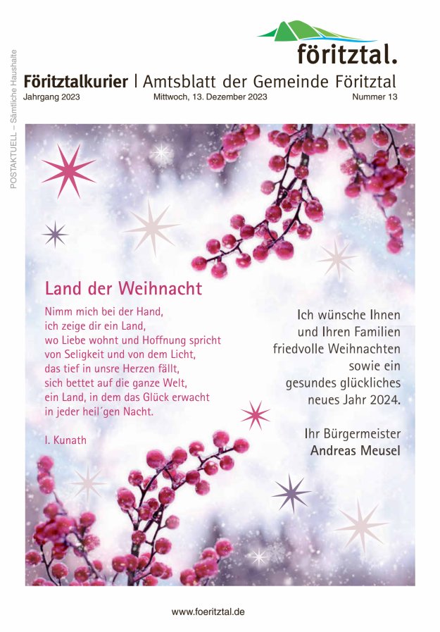 Amtsblatt der Gemeinde Föritztal Titelblatt 13/2023