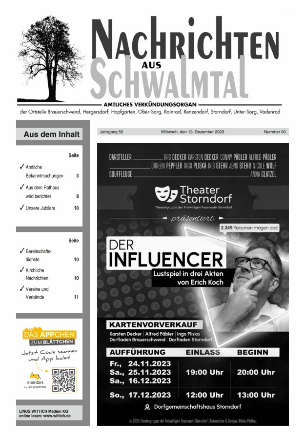 Nachrichten aus Schwalmtal Titelblatt 50/2023