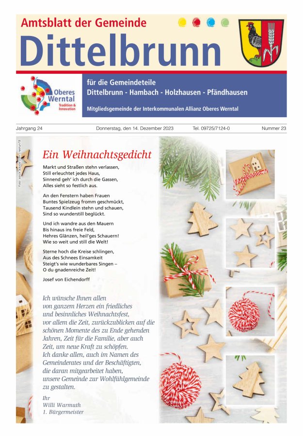 Amtsblatt der Gemeinde Dittelbrunn Titelblatt 23/2023