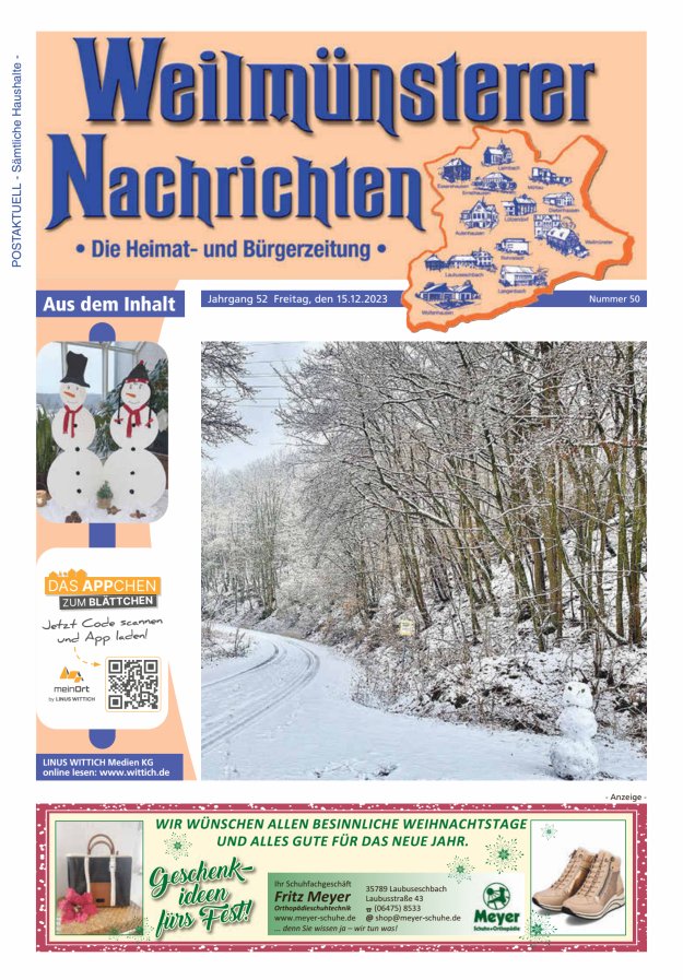 Weilmünsterer Nachrichten Titelblatt 50/2023