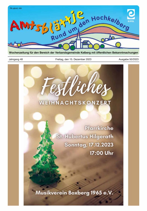Amtsblättje - Rund um den Hochkelberg Titelblatt 50/2023