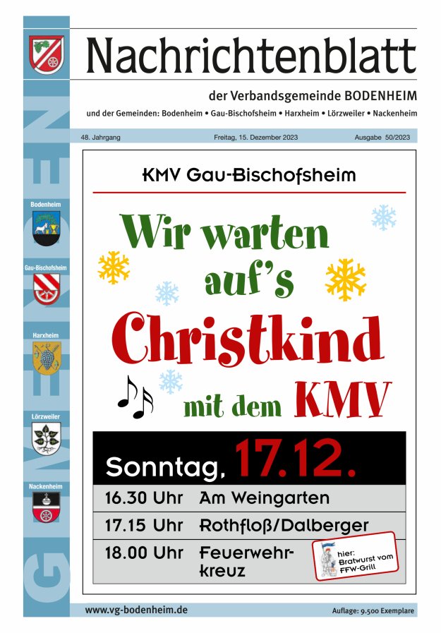 Nachrichtenblatt der VG Bodenheim              Titelblatt 50/2023