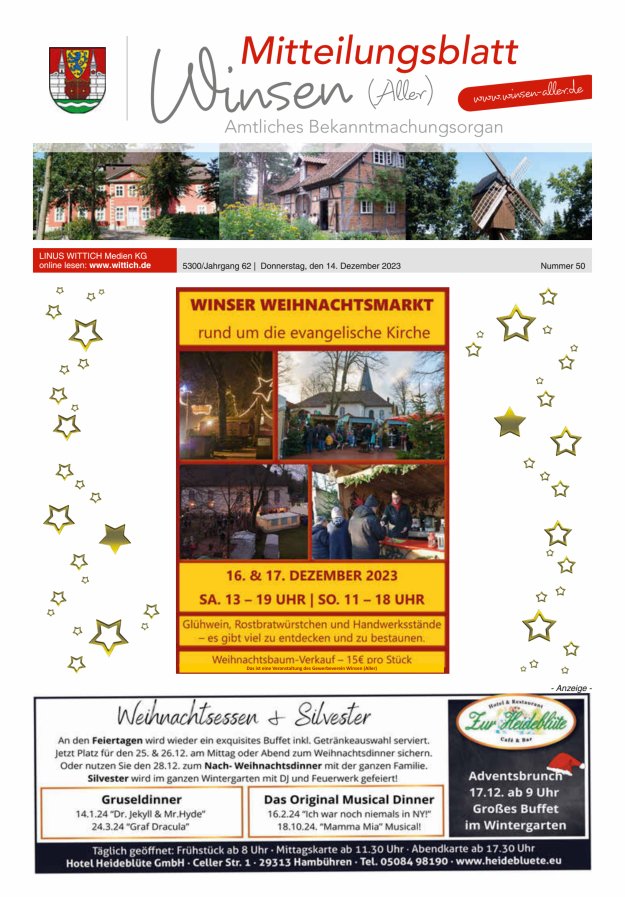 Mitteilungsblatt der Gemeinde Winsen Titelblatt 50/2023