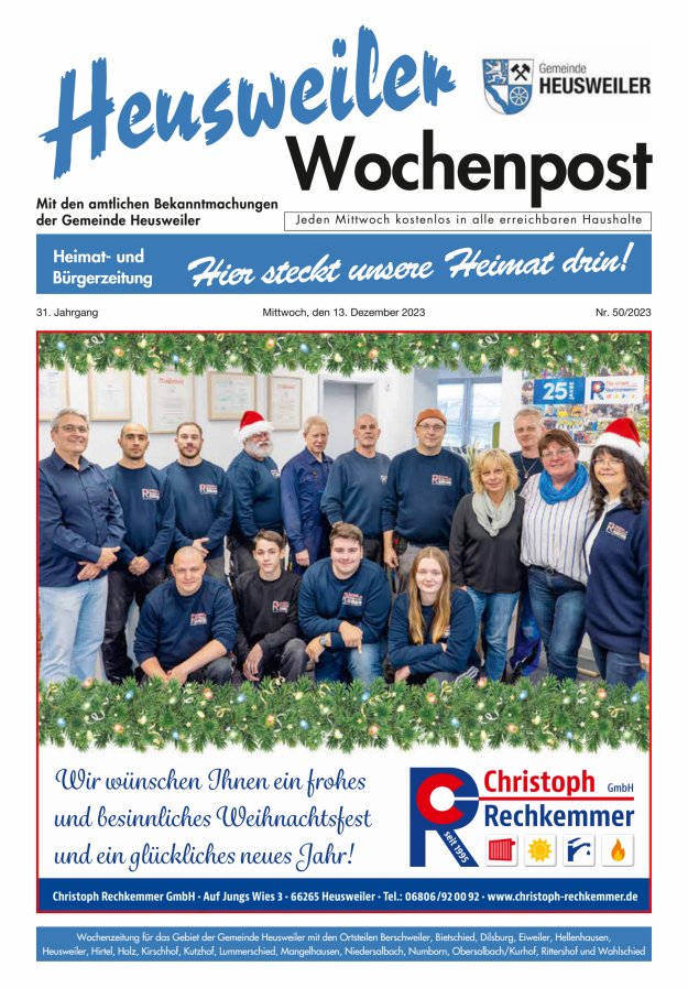Heusweiler Wochenpost Titelblatt 50/2023
