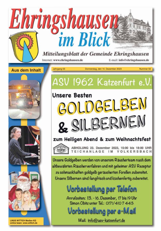 Mitteilungsblatt der Gemeinde Ehringshausen Titelblatt 50/2023