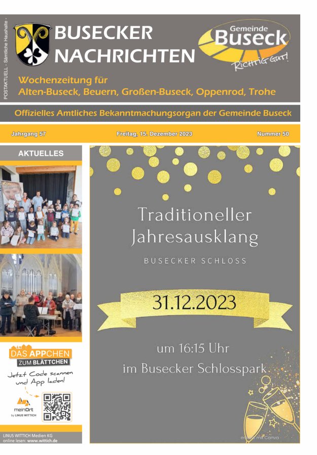 Busecker Nachrichten Titelblatt 50/2023