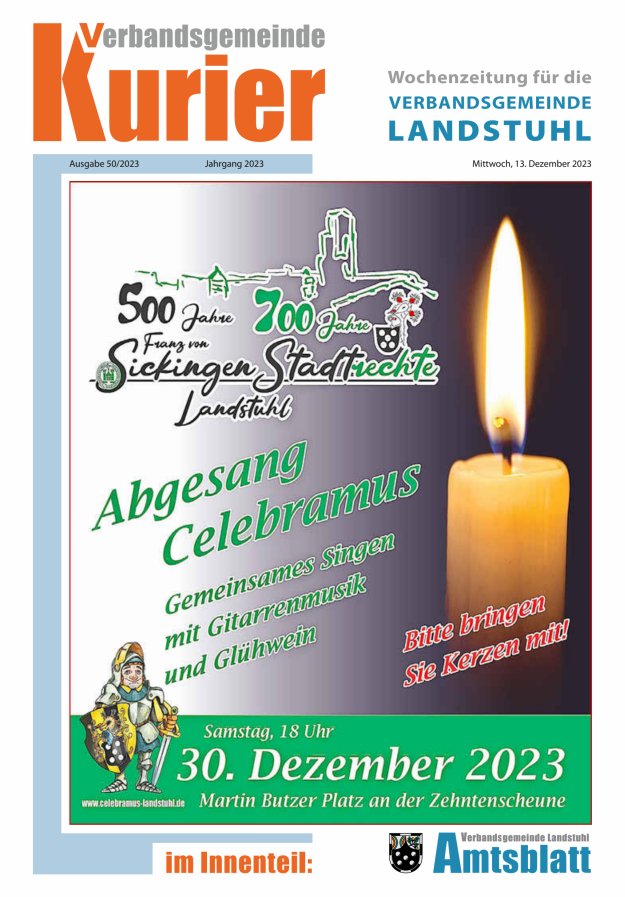 Verbandsgemeinde Kurier Landstuhl Titelblatt 50/2023
