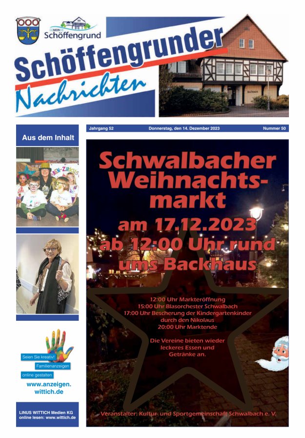 Schöffengrunder Nachrichten Titelblatt 50/2023