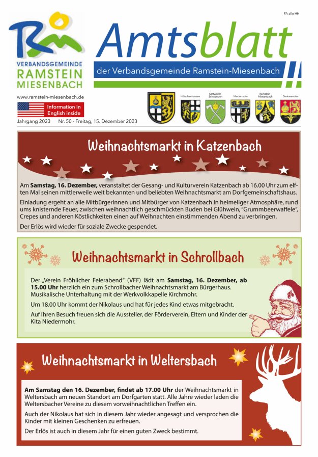 Amtsblatt VG Ramstein-Miesenbach Titelblatt 50/2023