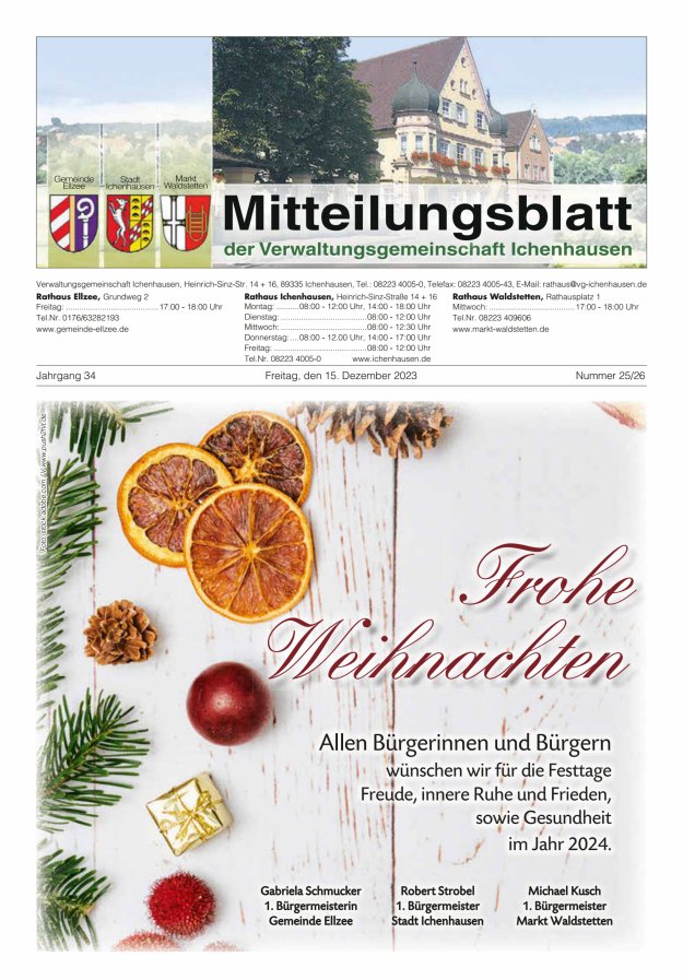 Mitteilungsblatt der Verwaltungsgemeinschaft Ichenhausen Titelblatt 25/2023