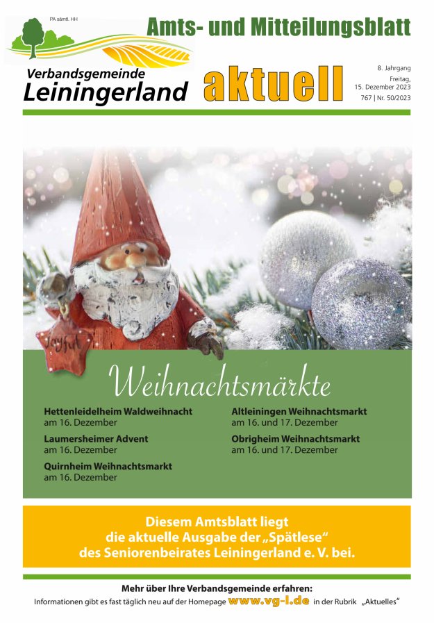 VG Leiningerland aktuell Titelblatt 50/2023
