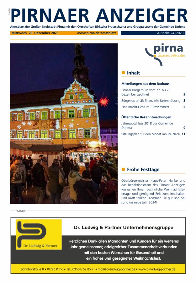 Pirnaer Anzeiger Titelblatt 24/2023