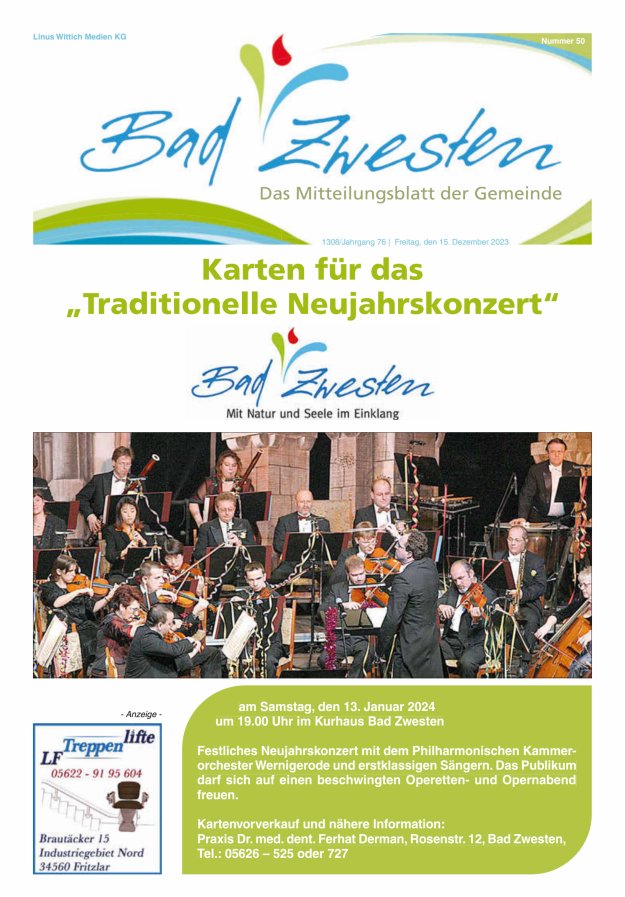 Heimatzeitung Bad Zwesten Titelblatt 50/2023