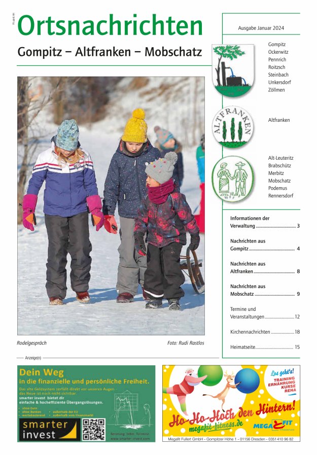 Ortsnachrichten Gompitz - Altfranken - Mobschatz Titelblatt 12/2023