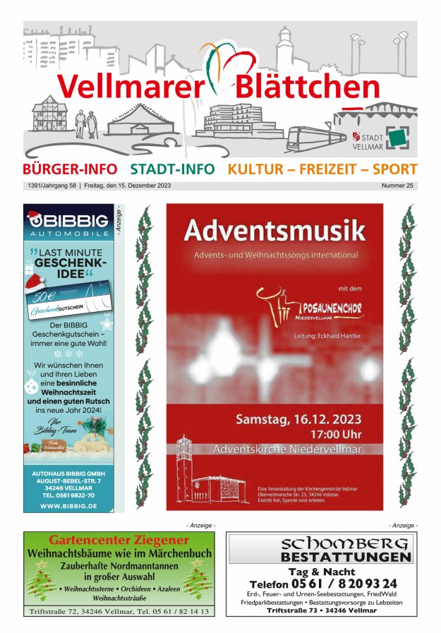 Vellmarer Blättchen Titelblatt 25/2023