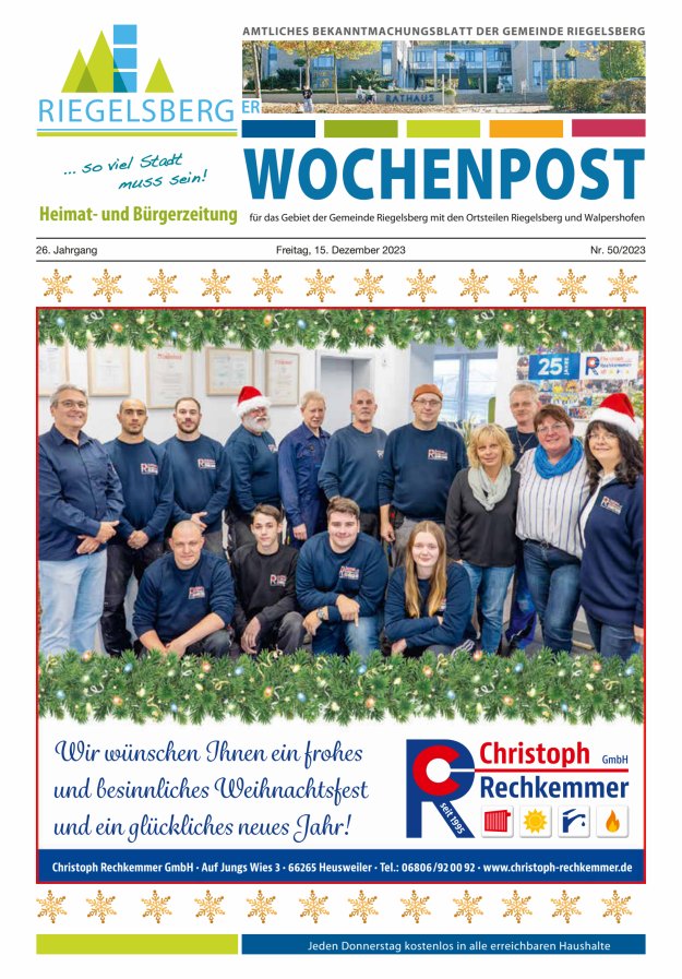 Riegelsberger Wochenpost Titelblatt 50/2023