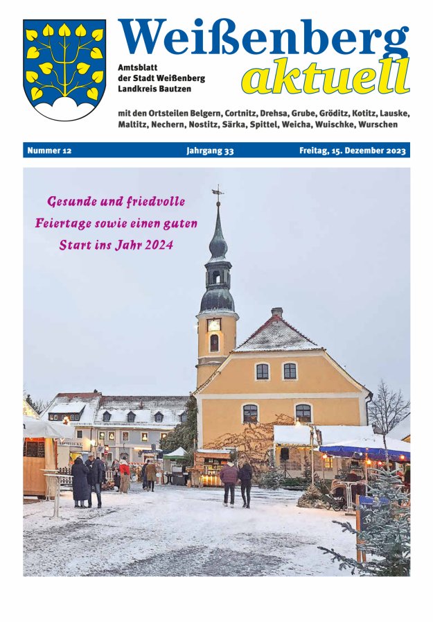 "Weißenberg aktuell" - Amtsblatt der Stadt Weißenberg Titelblatt 12/2023