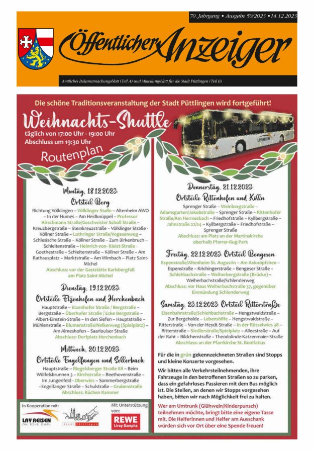 Öffentlicher Anzeiger - Stadt Püttlingen Titelblatt 50/2023