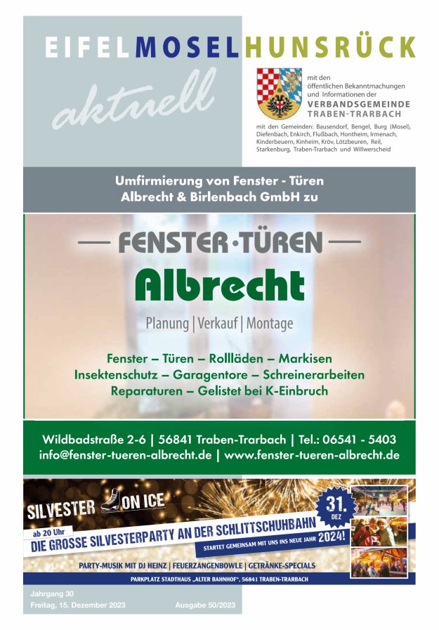 Eifel-Mosel-Hunsrück aktuell VG Traben-Trarbach Titelblatt 50/2023