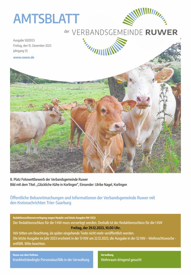 Amtsblatt VG Ruwer Titelblatt 50/2023