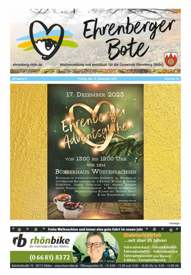 Ehrenberger Bote Titelblatt 50/2023