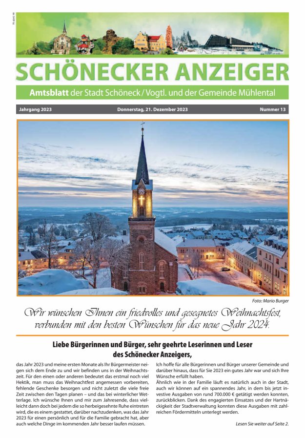Schönecker Anzeiger Titelblatt 13/2023