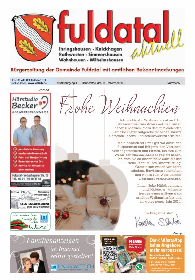 Fuldatal aktuell Titelblatt 50/2023