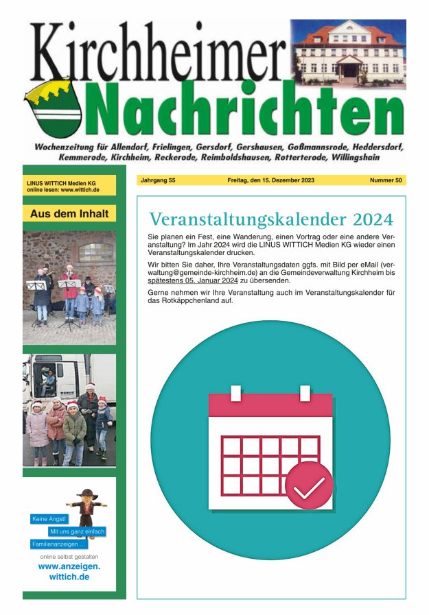 Kirchheimer Nachrichten Titelblatt 50/2023