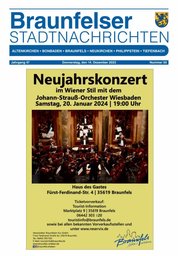 Braunfelser Stadtnachrichten Titelblatt 50/2023