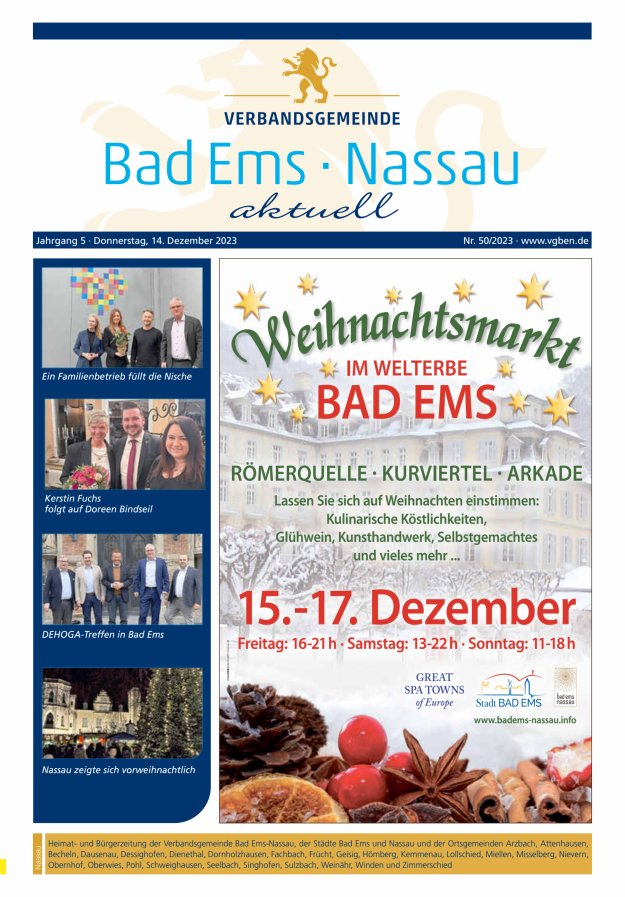 Bad Ems-Nassau aktuell Ausgabe Nassau Titelblatt 50/2023