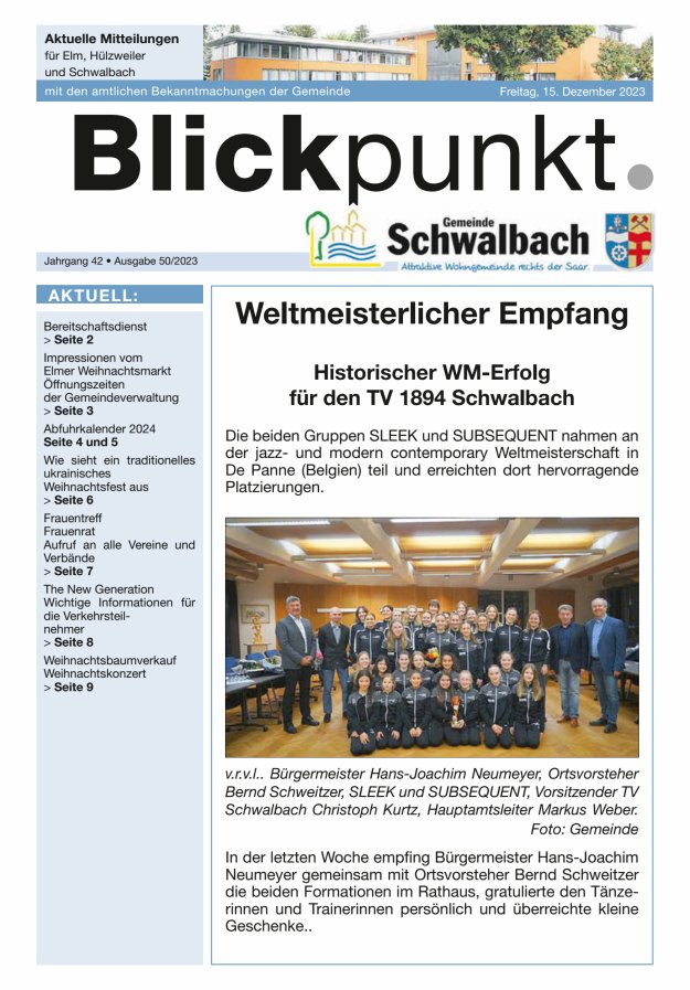 Blickpunkt Schwalbach Titelblatt 50/2023