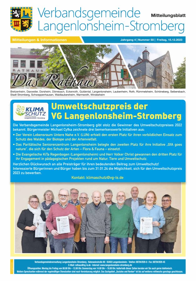 Das Rathaus - MTB d VG Langenlonsheim-Stromberg Titelblatt 50/2023