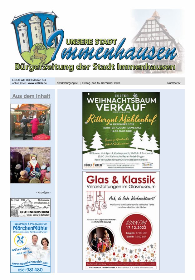 Unsere Stadt Immenhausen Titelblatt 50/2023