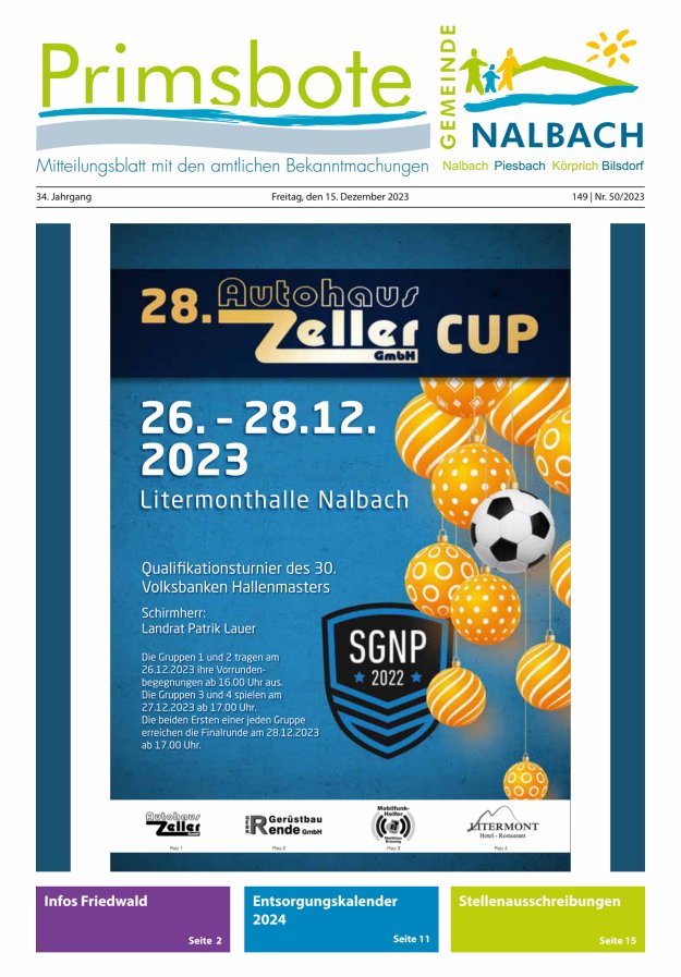 Primsbote Gemeinde Nalbach Titelblatt 50/2023