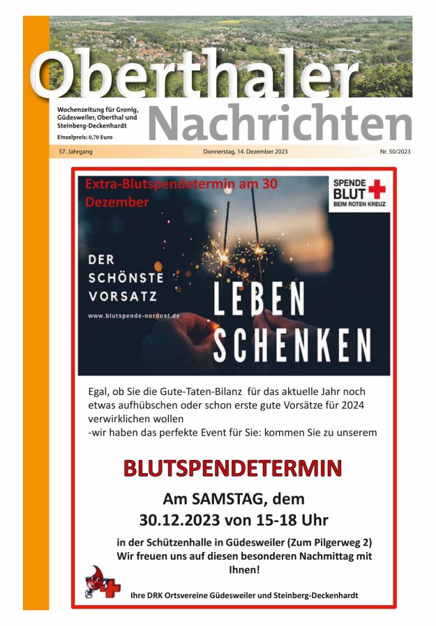 Oberthaler Nachrichten Titelblatt 50/2023