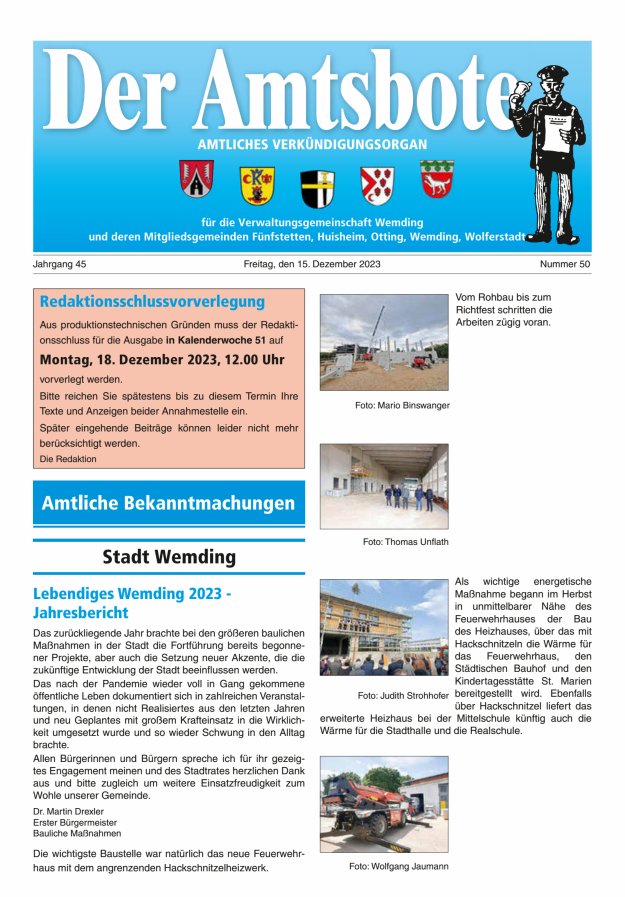 Der Amtsbote - Wemding Verwaltungsgemeinschaft Titelblatt 50/2023