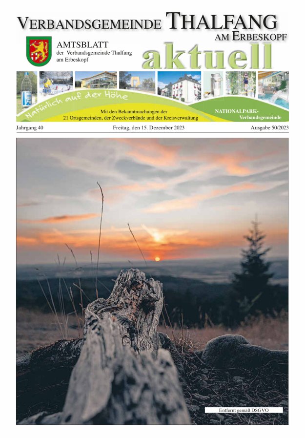 Thalfang aktuell - Amtsblatt VG Thalfang Titelblatt 50/2023