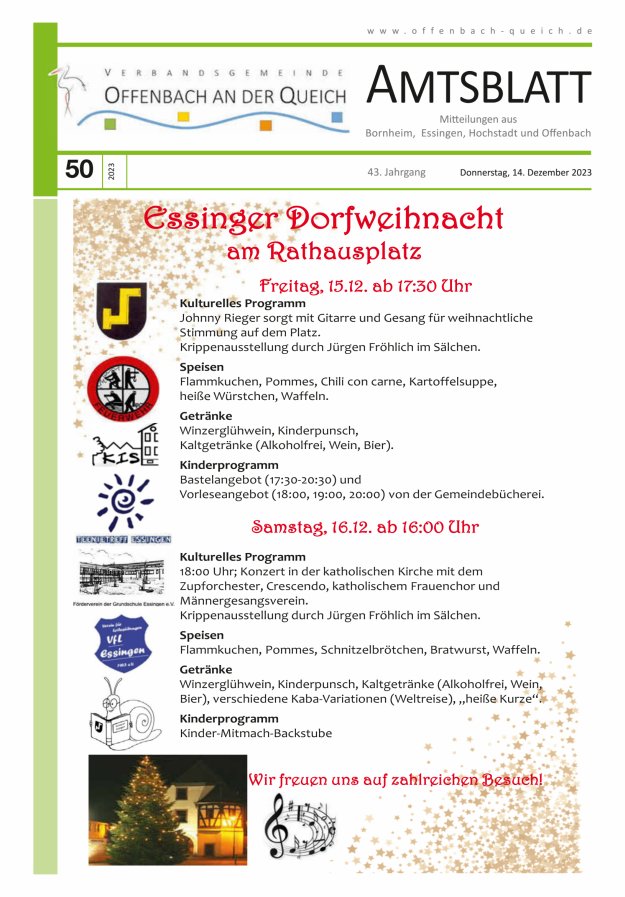 Amtsblatt VG Offenbach an der Queich Titelblatt 50/2023