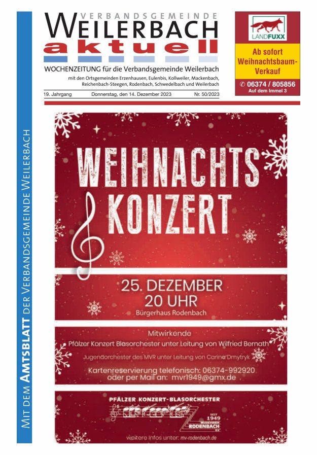 Verbandsgemeinde Weilerbach aktuell Titelblatt 50/2023