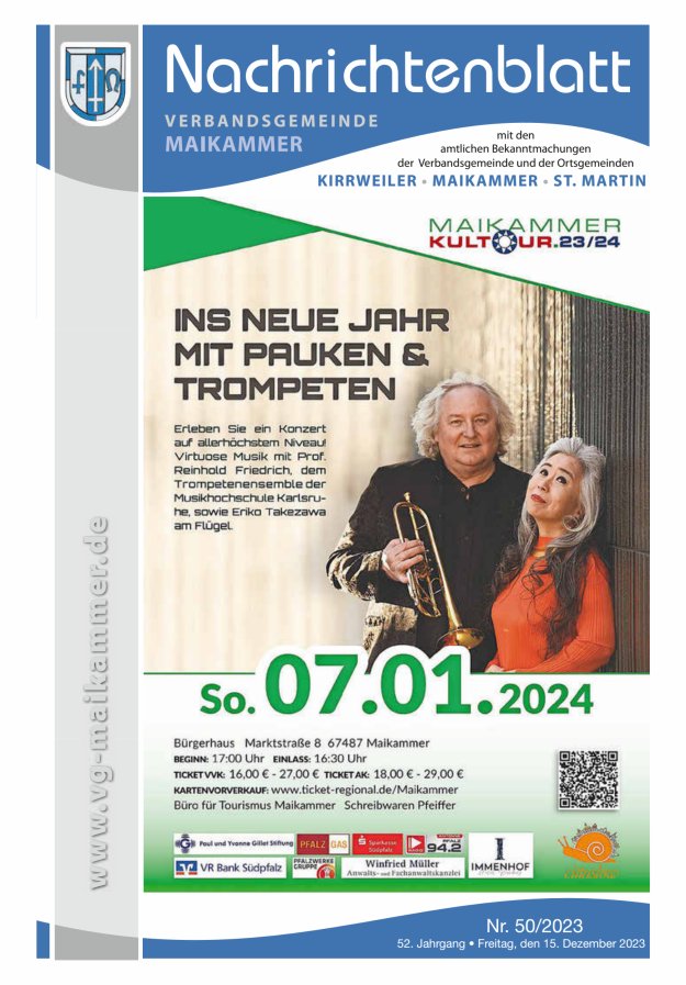 Nachrichtenblatt VG Maikammer Titelblatt 50/2023