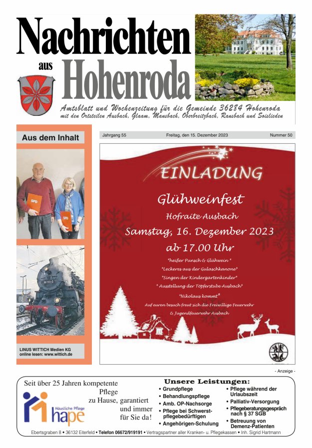 Nachrichten aus Hohenroda Titelblatt 50/2023