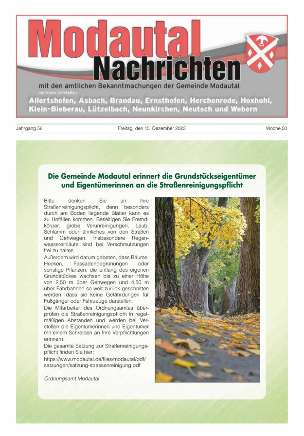 Modautal-Nachrichten Titelblatt 50/2023