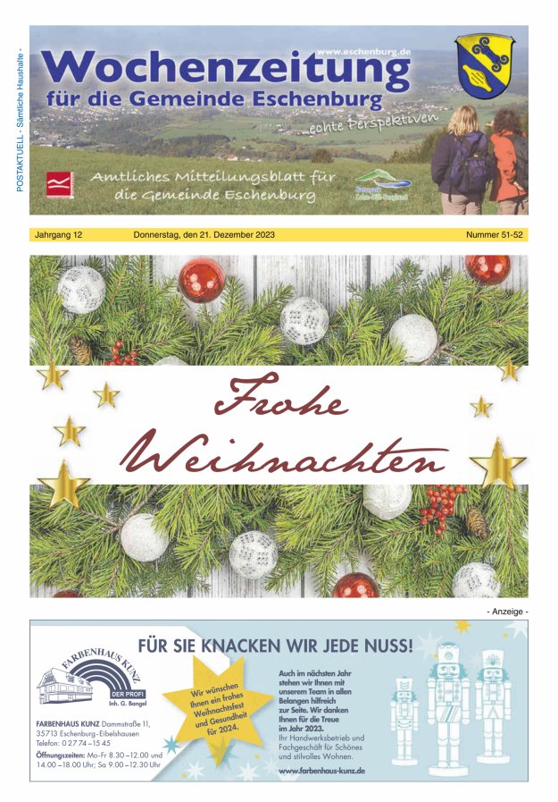 Wochenzeitung für die Gemeinde Eschenburg Titelblatt 51/2023