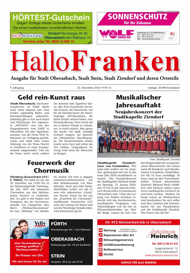 Hallo Franken Fürther Umland Titelblatt 12/2023