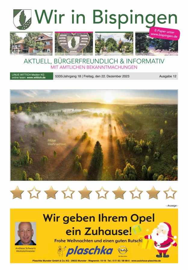 Wir in Bispingen Titelblatt 12/2023
