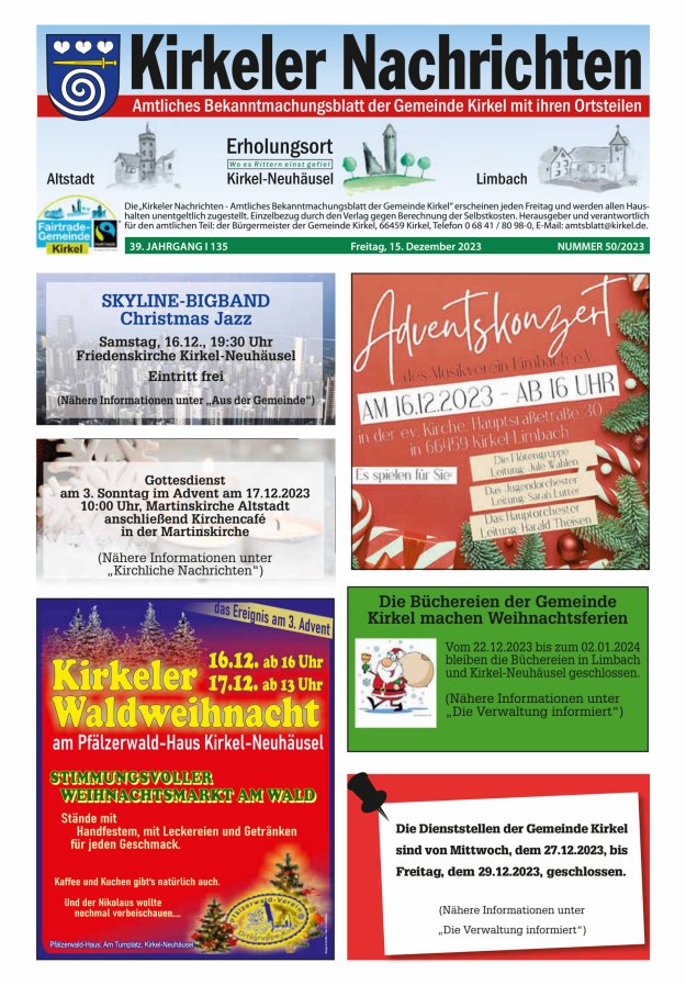Kirkeler Nachrichten Titelblatt 50/2023