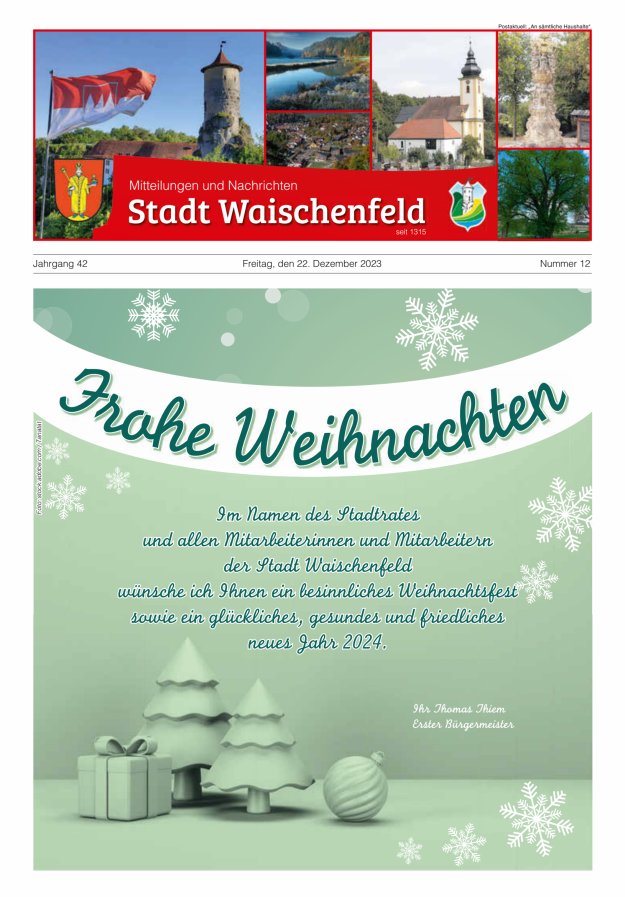 Stadt Waischenfeld - Mitteilungen und andere Nachrichten Titelblatt 12/2023