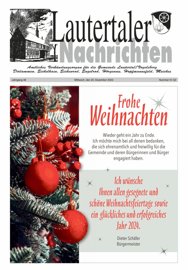 Lautertaler Nachrichten Titelblatt 51/2023